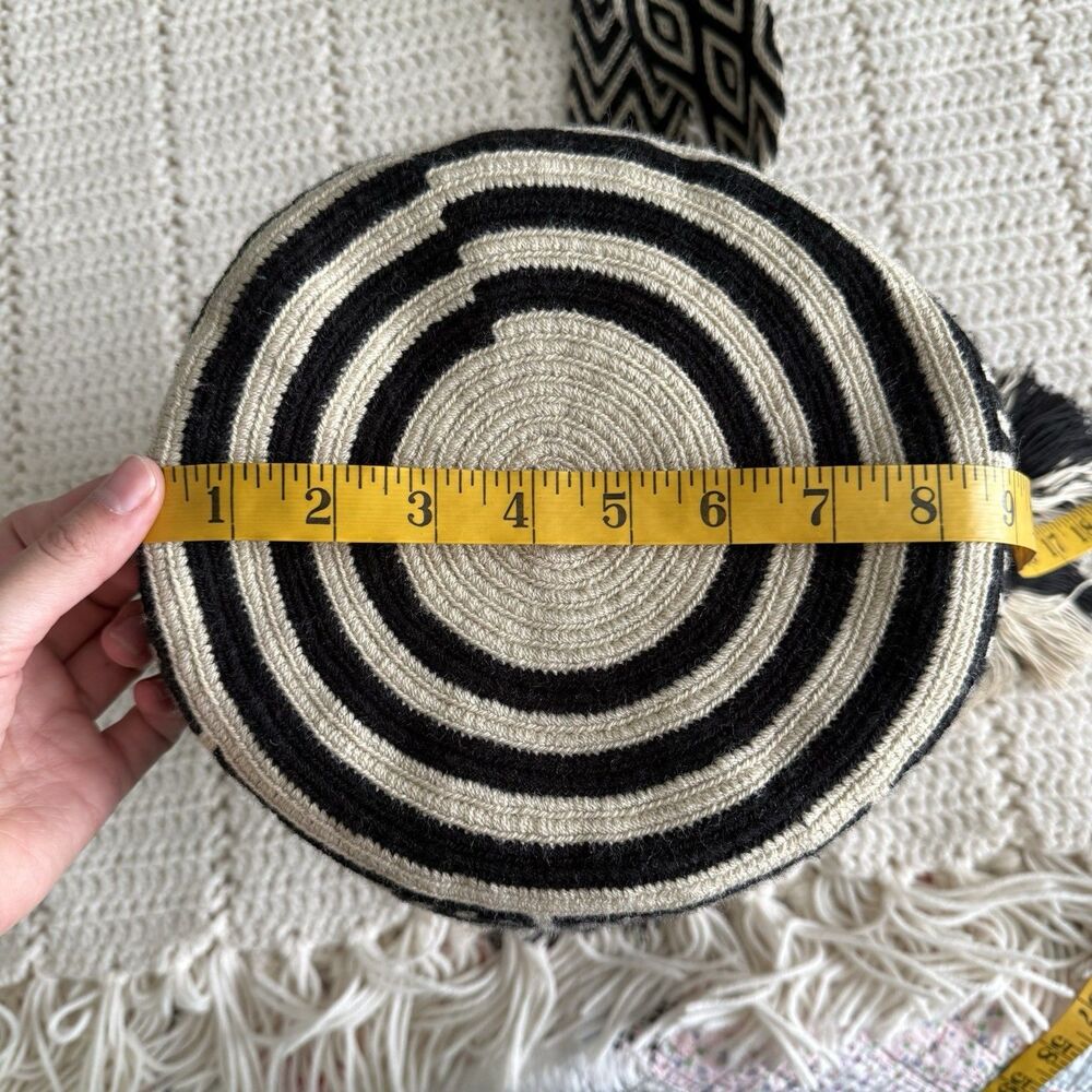 Handmade Wayuu Mochila Bucket-Style Crocheted Shoulder Bag Boho Cotton Indie - Picture 7 of 7